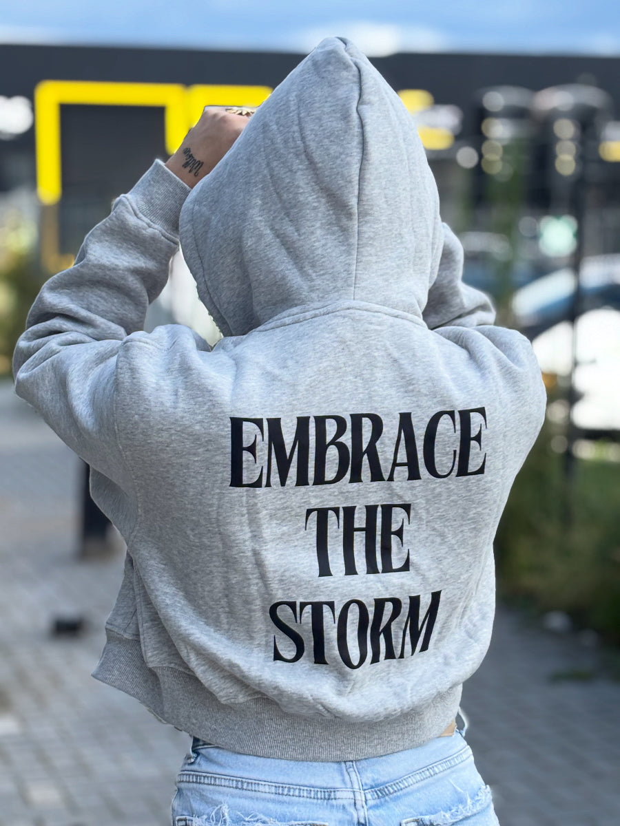 EMBRACE THE STORM HOODIE – Light Grey